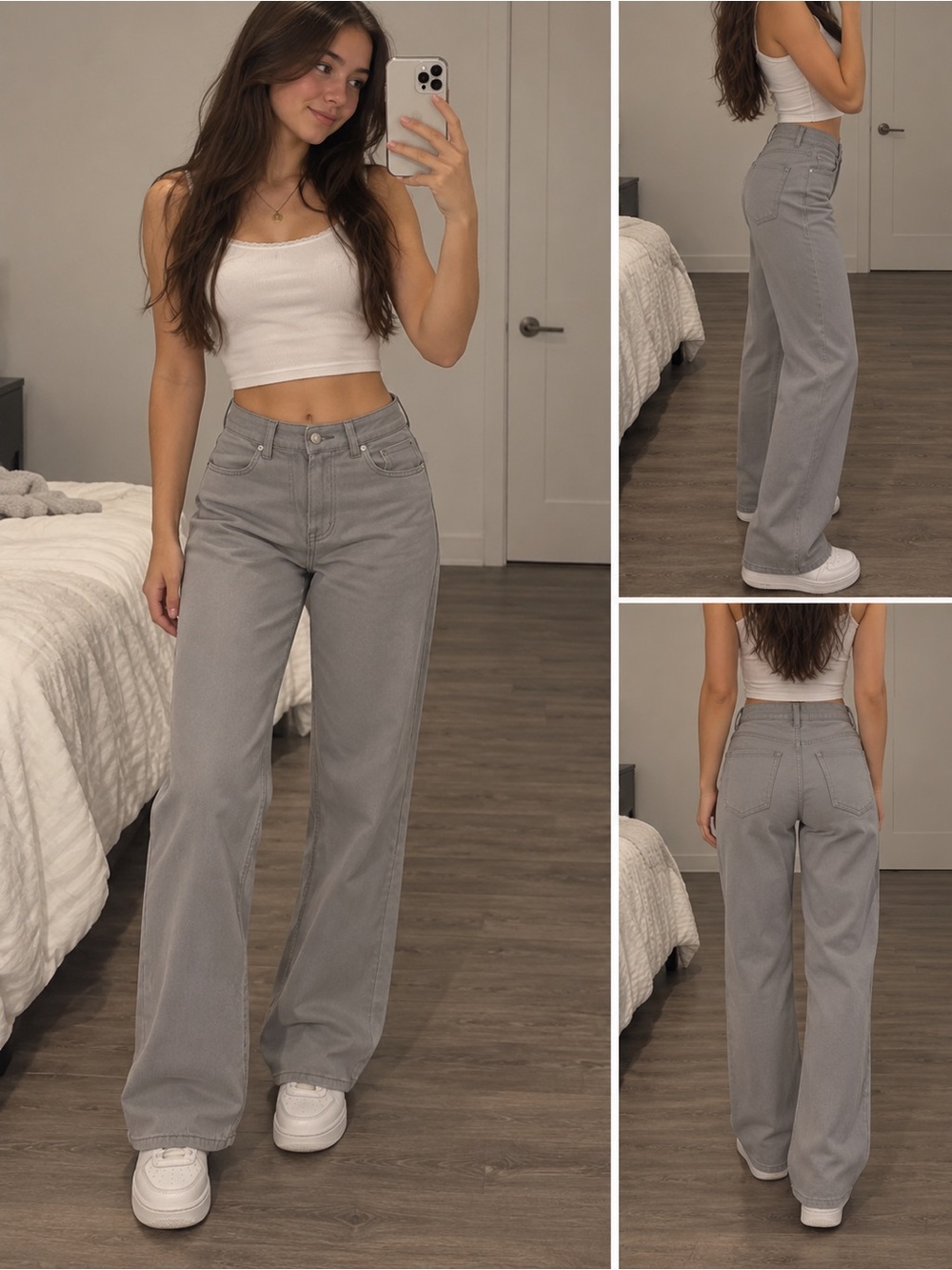 Divided High-Rise Wide Leg Jeans — Light Gray